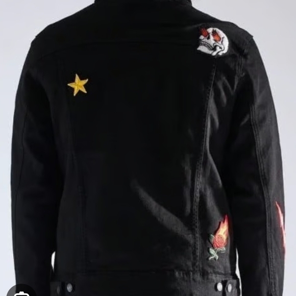 Embellish Black Letterman Patch Jacket Size Medium NWT - Picture 2 of 6